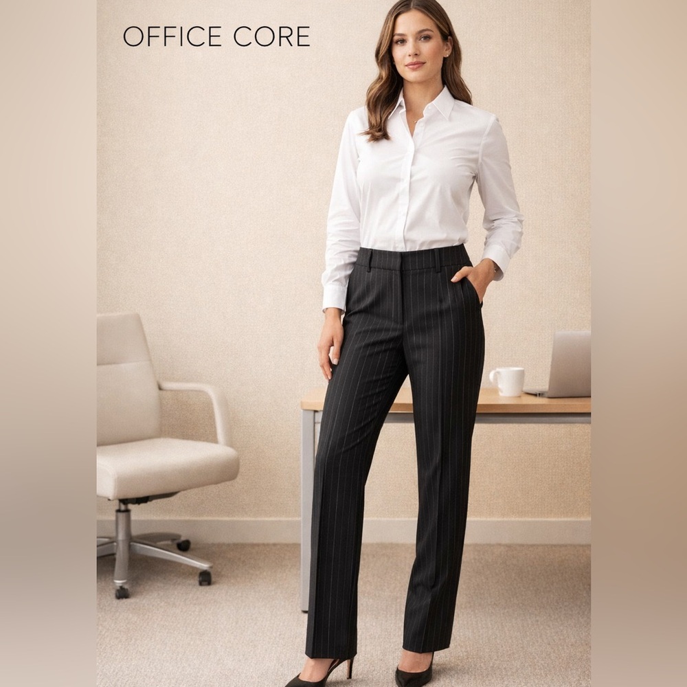 Stretch Black Pinstripe Dress Pants Women’s Size 10 Average Career Work Slacks